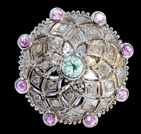 0.78 Ct Pink Sapphire Tourmaline 14K White Gold Ring