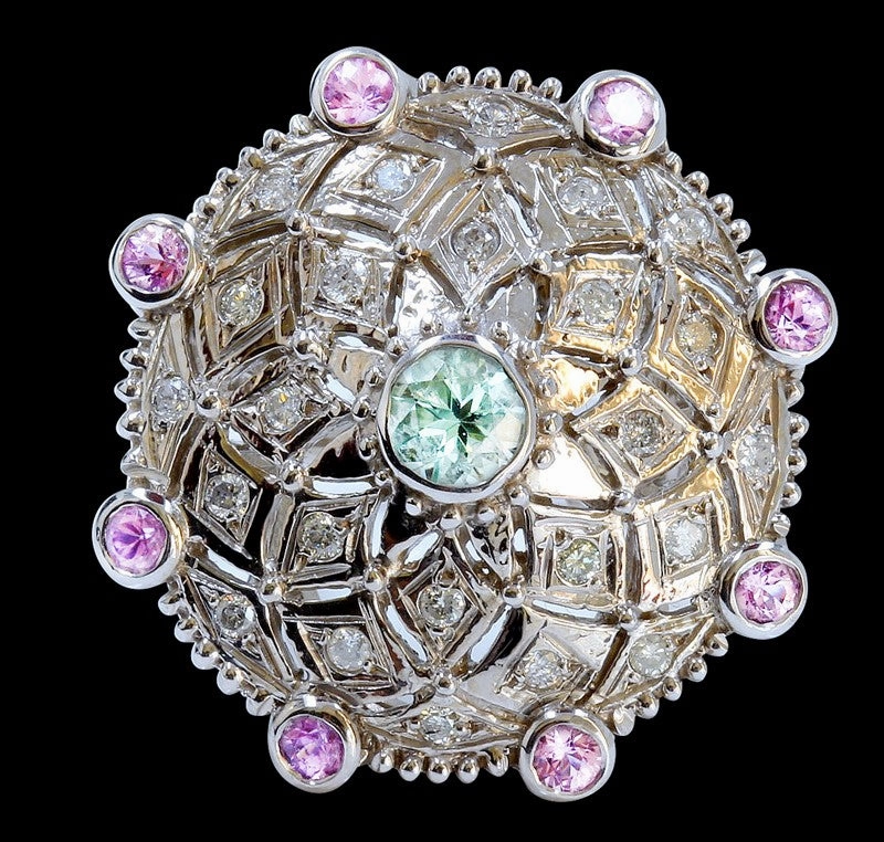0.78 Ct Pink Sapphire Tourmaline 14K White Gold Ring