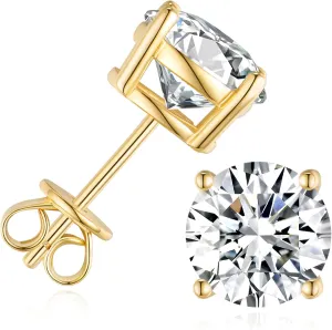 1-6CT Moissanite Stud Earrings for Women, C4P Setting D Color 925 Sterling Silver Earrings with Certificate of Authenticity