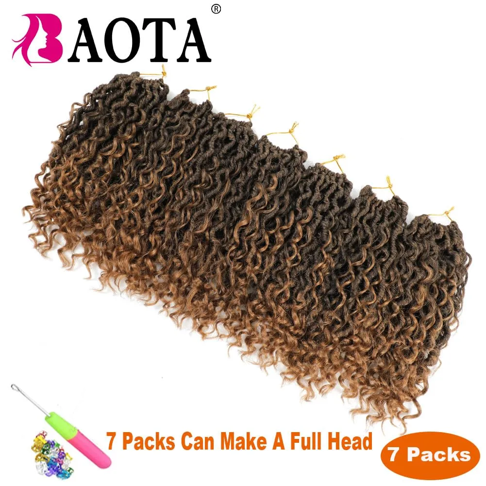 10 Inch Goddess Locs Crochet Hair for Women 7 Packs Pre Looped Crochet Hair with Curly Ends Faux Locs With Curly Ends Soft Locs for Kids (1B/27#)