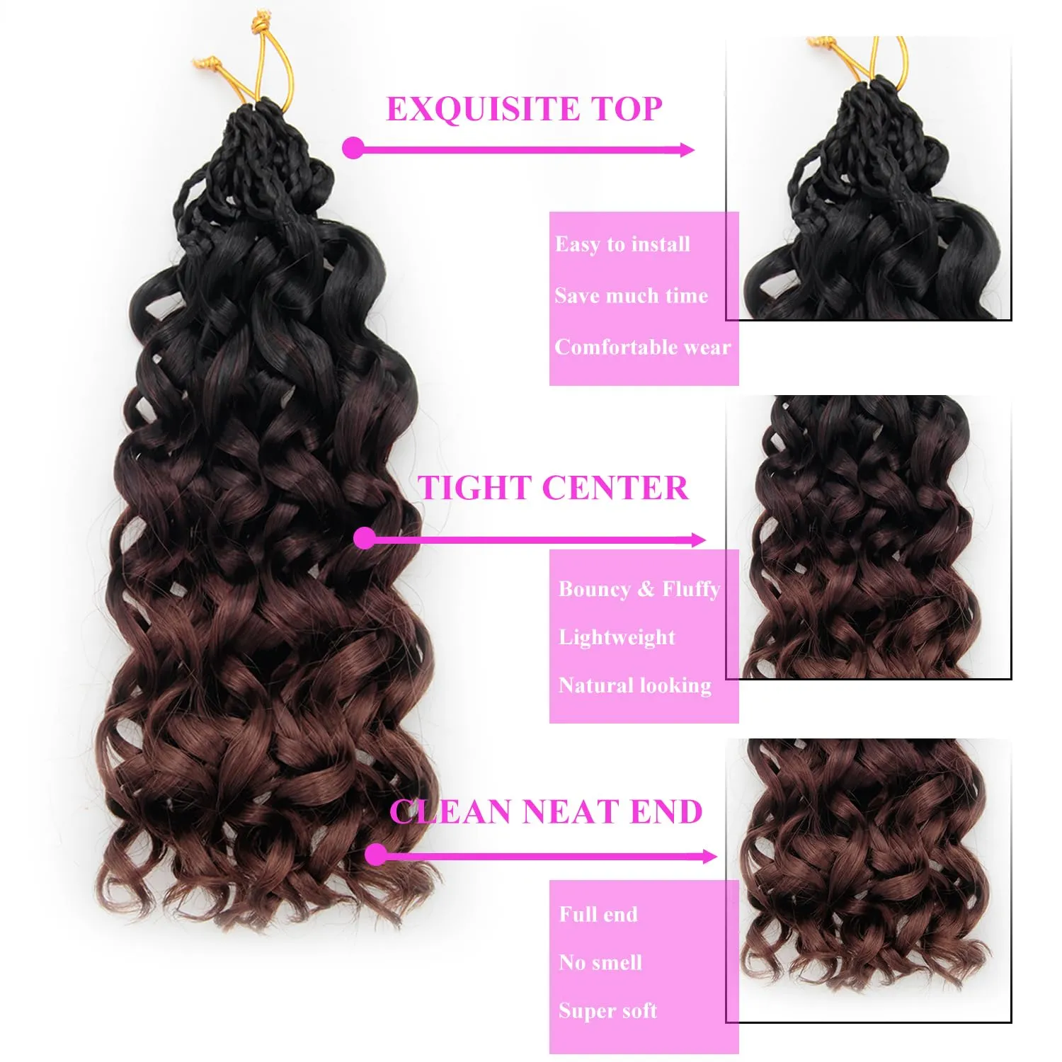 10 Inch Pre Looped Crochet Hair for Black Women Girls&Kids-8 Packs Gogo Curl/Beach Curl/Ocean/Water/Deep Wave Synthetic Hair Tangle-Free Full&Natural Look Long-Lasting for Daily Wear(1B/33/30)