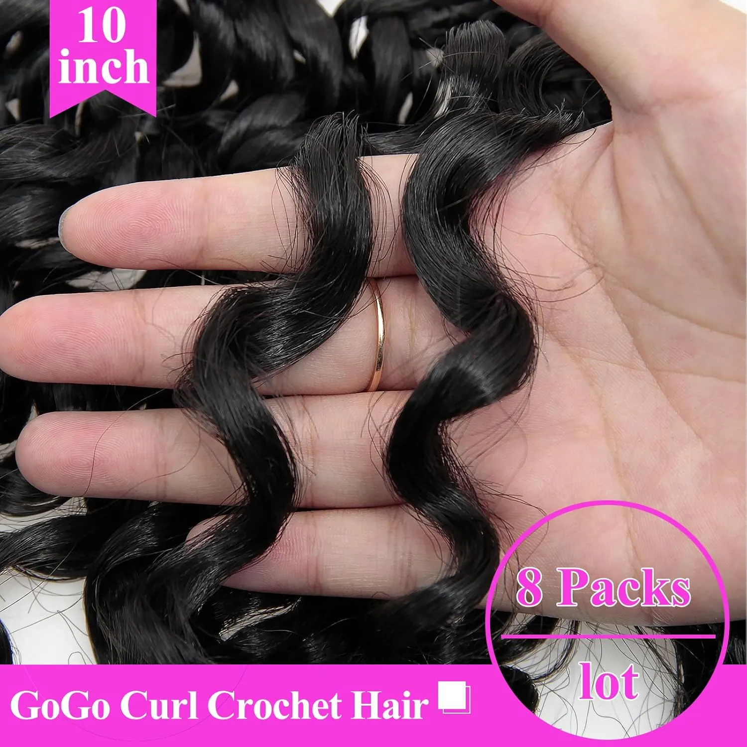 10 Inch Pre Looped Crochet Hair for Black Women Girls&Kids-8 Packs Gogo Curl/Beach Curl/Ocean/Water/Deep Wave Synthetic Hair Tangle-Free Full&Natural Look Long-Lasting for Daily Wear(1B/33/30)