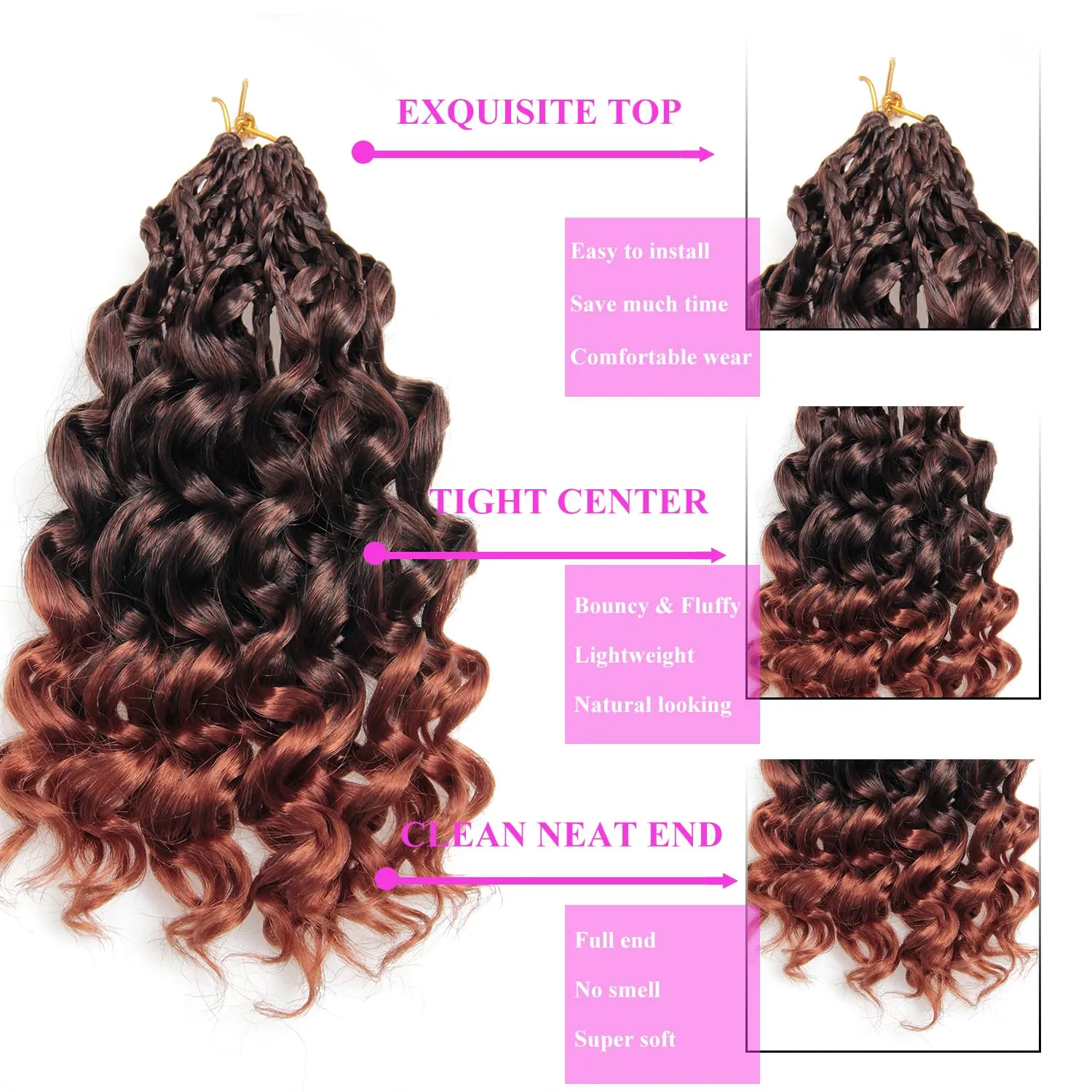 10 Inch Pre Looped Crochet Hair for Black Women Girls&Kids-8 Packs Gogo Curl/Beach Curl/Ocean/Water/Deep Wave Synthetic Hair Tangle-Free Full&Natural Look Long-Lasting for Daily Wear(1B/350)