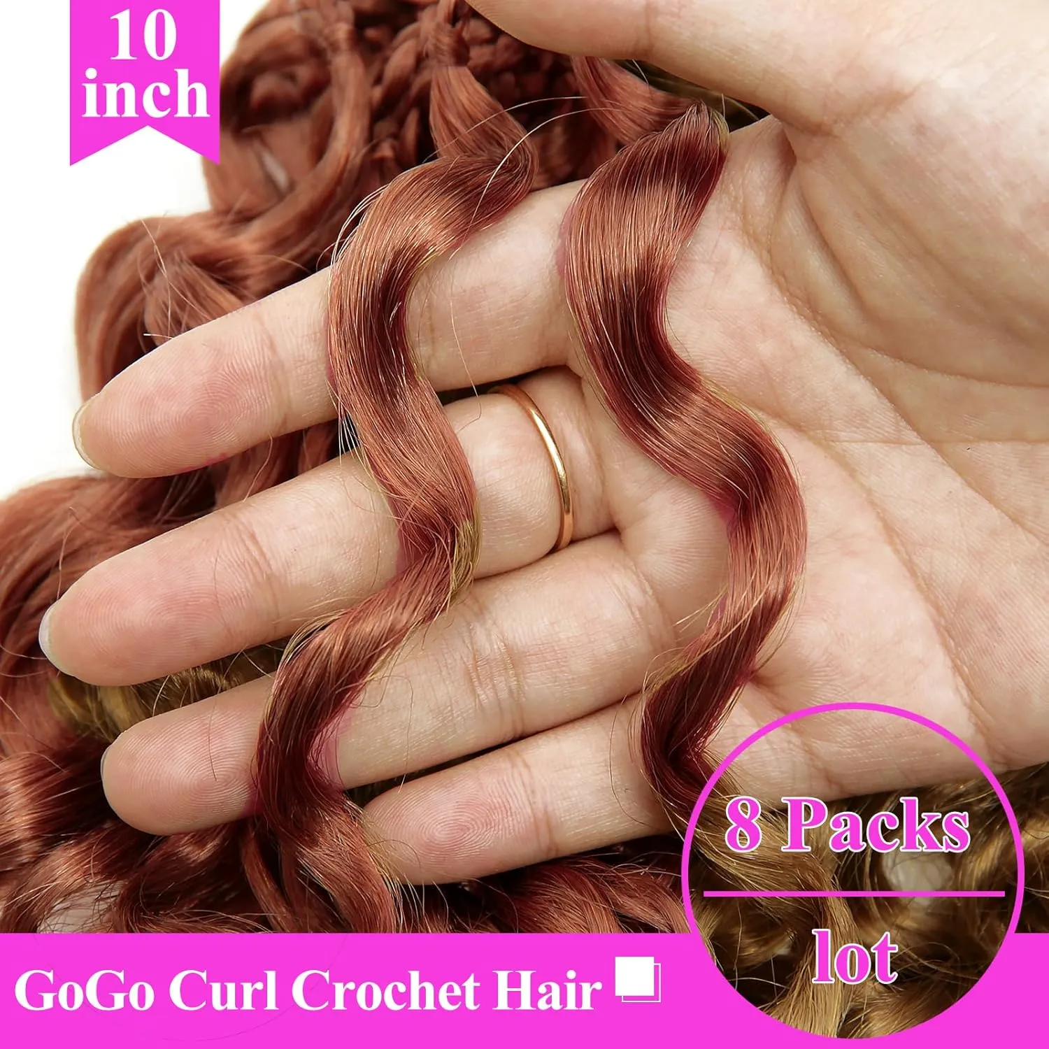 10 Inch Pre Looped Crochet Hair for Black Women Girls&Kids-8 Packs Gogo Curl/Beach Curl/Ocean/Water/Deep Wave Synthetic Hair Tangle-Free Full&Natural Look Long-Lasting for Daily Wear(1B/350)