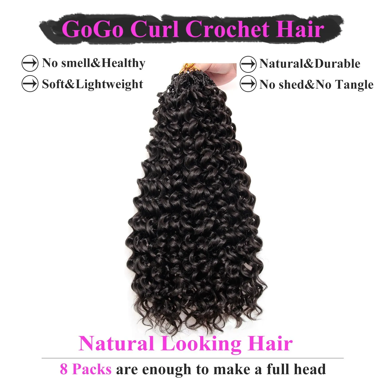 10 Inch Pre Looped Crochet Hair for Black Women Girls&Kids-8 Packs Gogo Curl/Beach Curl/Ocean/Water/Deep Wave Synthetic Hair Tangle-Free Full&Natural Look Long-Lasting for Daily Wear(4)