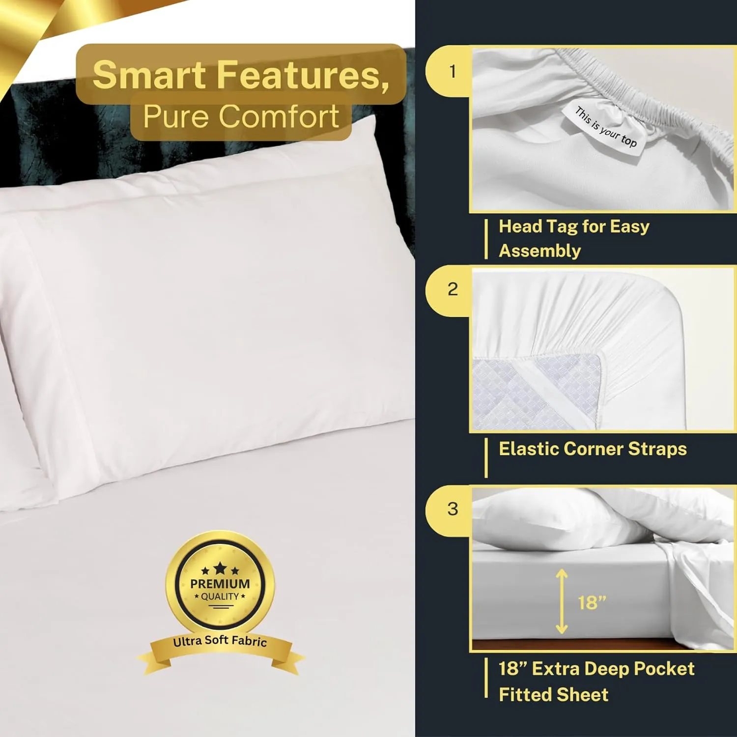 100% Austrian Eucalyptus California King Sheets,18 Inch Deep Pocket California King Sheets,Cooling with Elastic Corner Straps,Eucalyptus Tencel Lyocell (Bright White, 4PC Cali-King)