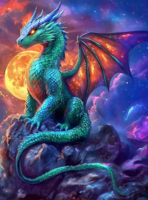 1000 Piece Jigsaw Puzzle for Adults - Gothic Fantasy Dragon Under The Moonlight - Challenging Puzzle Perfect for Game Nights - Colorful and Unique - 20x27 inches (Dragon Eclipse)