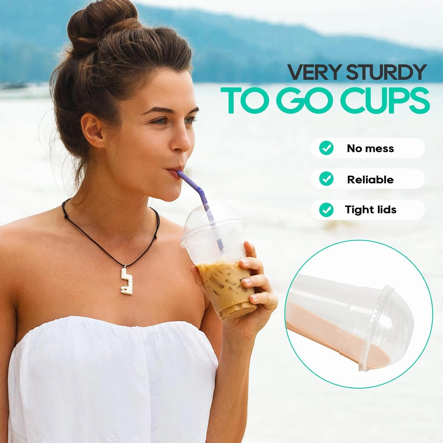 100 PACK 12 oz Clear Plastic Cups with Dome Lids, Disposable Dessert Parfait Cups for Ice Cream, Iced Cold Coffee Drinks, Cupcake, Fruit for Party