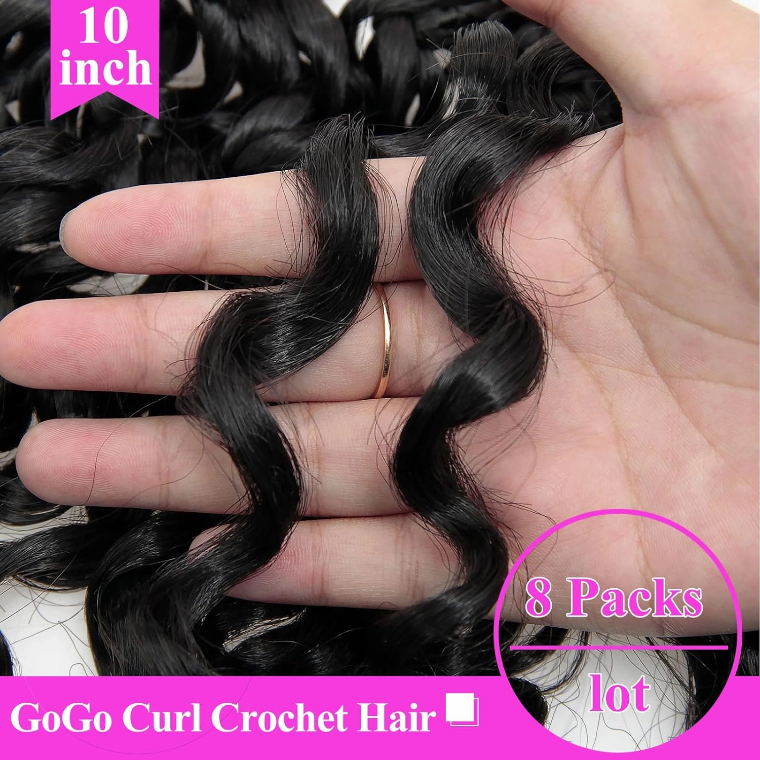 10 Inch Pre Looped Crochet Hair for Black Women Girls&Kids-8 Packs Gogo Curl/Beach Curl/Ocean/Water/Deep Wave Synthetic Hair Tangle-Free Full&Natural Look Long-Lasting for Daily Wear(1B/33/30)