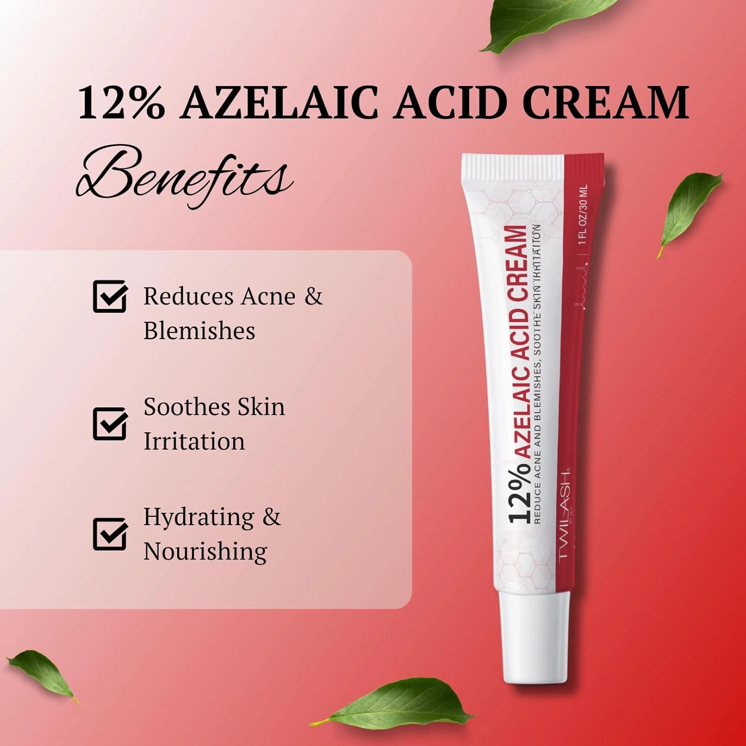 12% Azelaic Acid Cream with Pimple Popper Tool – Advanced Blemish Control, Redness Relief, and Skin Hydration – Perfect for Sensitive Skin – 1 fl oz / 30 ml (12%)