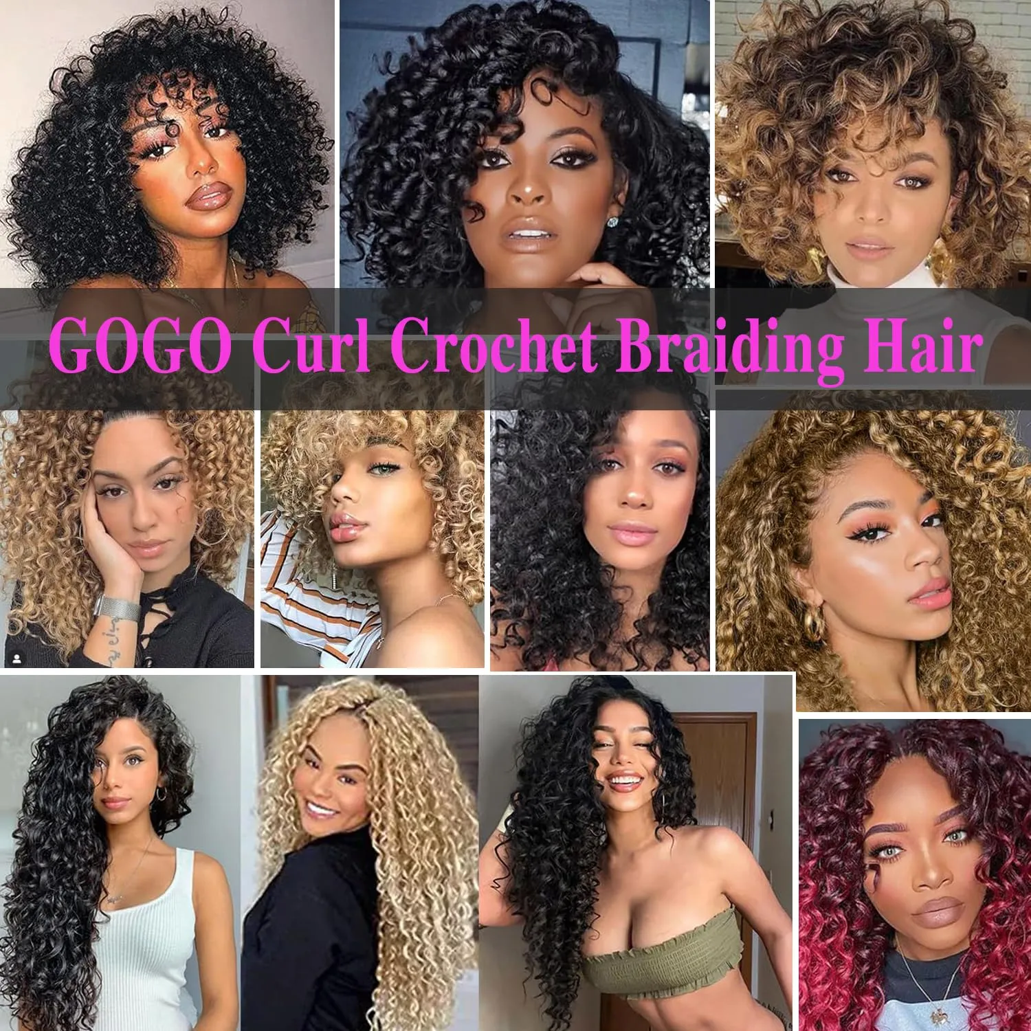 14 Inch Pre Looped Crochet Hair for Black Women Girls&Kids-8 Packs Gogo Curl/Beach Curl/Ocean/Water/Deep Wave Synthetic Hair Tangle-Free Full&Natural Look Long-Lasting for Daily Wear(T1B/30)