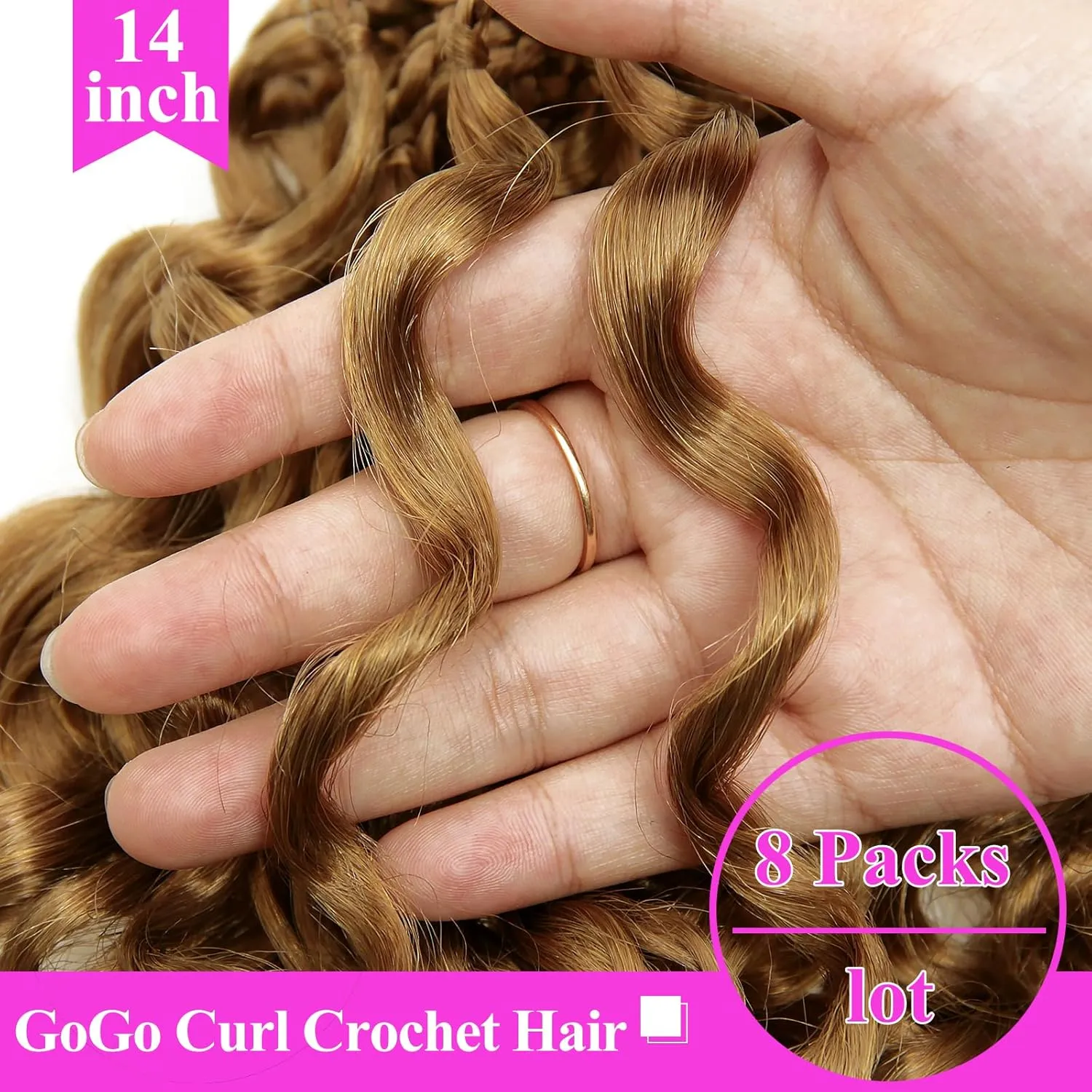 14 Inch Pre Looped Crochet Hair for Black Women Girls&Kids-8 Packs Gogo Curl/Beach Curl/Ocean/Water/Deep Wave Synthetic Hair Tangle-Free Full&Natural Look Long-Lasting for Daily Wear(T1B/30)