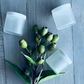 150gm Frosted Glass Jar with White lid