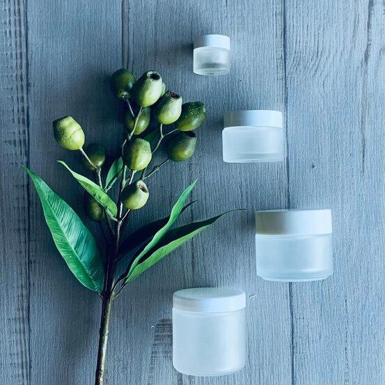 150gm Frosted Glass Jar with White lid