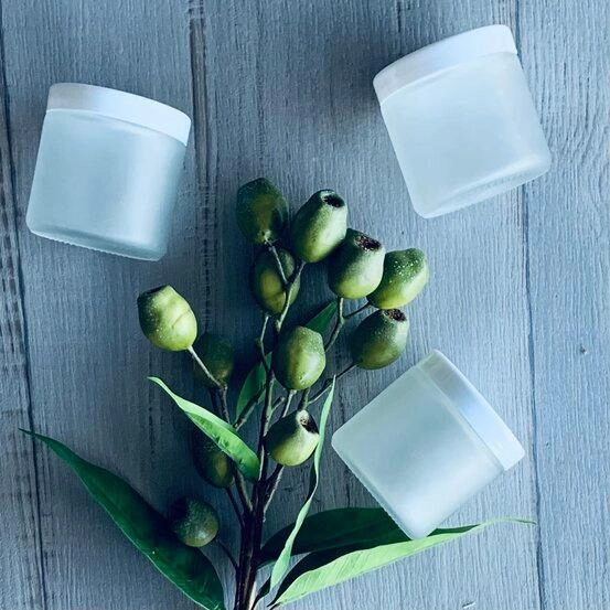 150gm Frosted Glass Jar with White lid