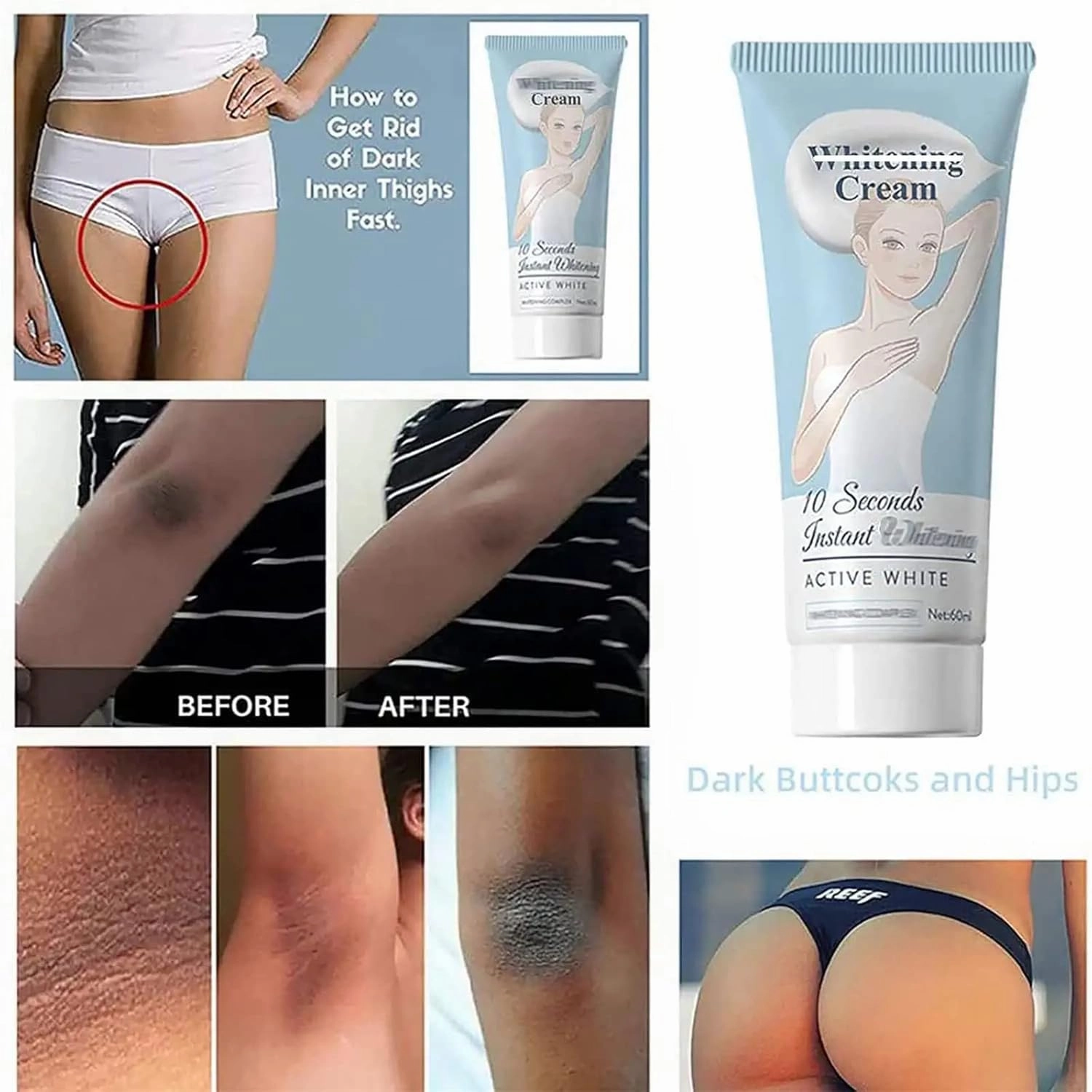 1/2/3PCS Melanin-Reducing Whitening Cream, Body Care Brightening Cream, 10 Seconds Instant Whitening Cream, Body Peeling Advanced Whitening Cream (4PCS)