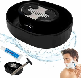 1 Pack Razor Rinser, Manual Push-Type Razor Rinser, Shaving Razor Rinser Cleaner, Clean Your Razor Efficiently, Save Water, and Ditch The Sink, with 1 Shaver and 1 Shaving Cream, Black