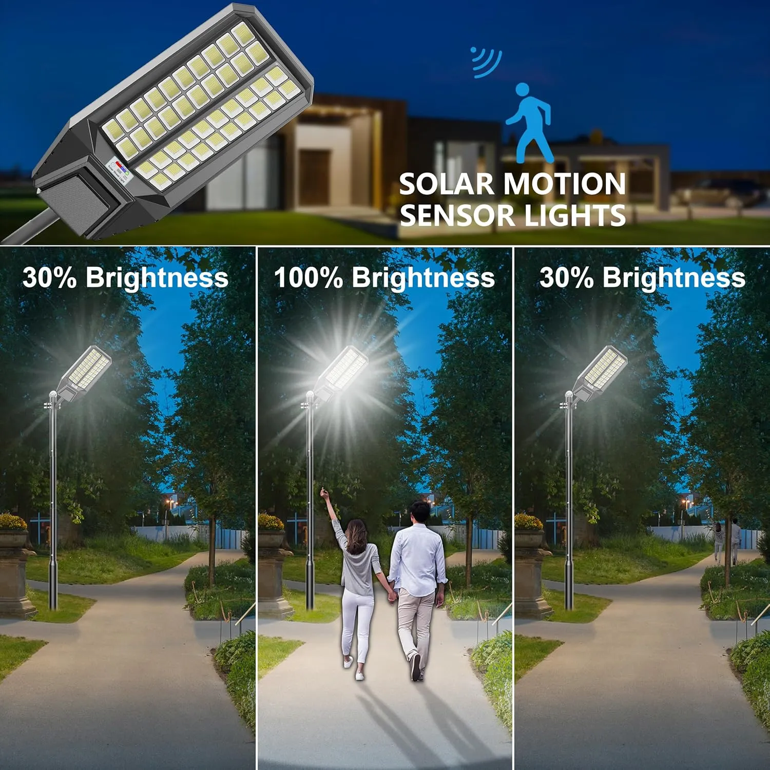 2-Pack 8000W Solar Street Light - 600000 Lumens, Dusk-to-Dawn, Waterproof, Ideal for Commercial & Outdoor Parking Lots - Energy-Efficient Solar-Powered, 3-Year Warranty