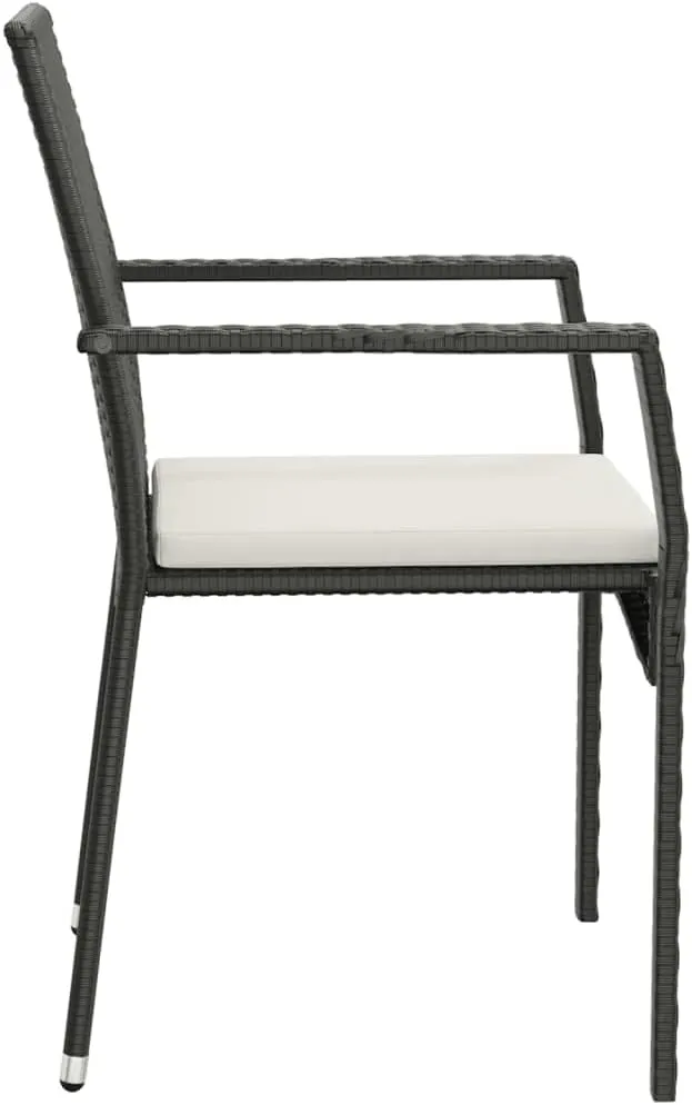 2-Piece Patio Chairs with Cushions, Black Poly Rattan Outdoor Lounge Chairs for Patio, Garden, Pool, and Backyard, Durable Steel Frame and Comfortable Seat