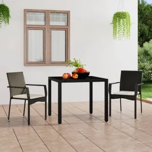 2-Piece Patio Chairs with Cushions, Black Poly Rattan Outdoor Lounge Chairs for Patio, Garden, Pool, and Backyard, Durable Steel Frame and Comfortable Seat