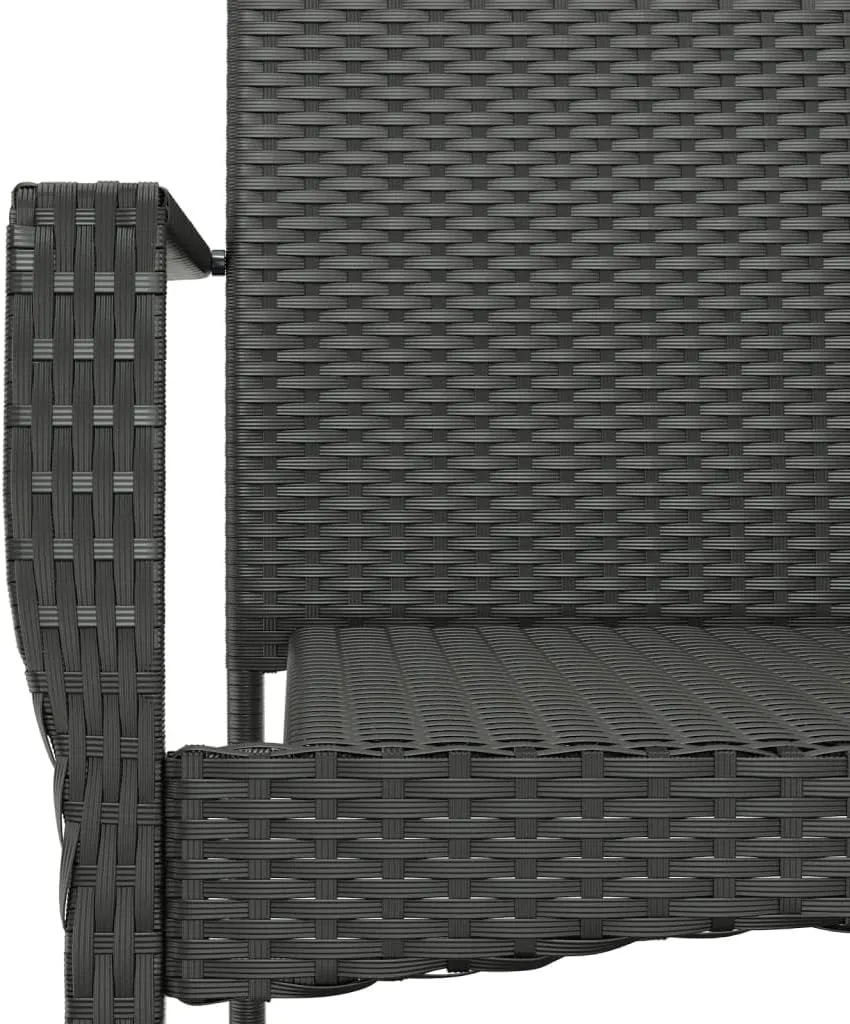 2-Piece Patio Chairs with Cushions, Black Poly Rattan Outdoor Lounge Chairs for Patio, Garden, Pool, and Backyard, Durable Steel Frame and Comfortable Seat