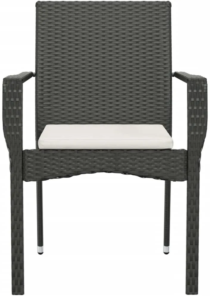 2-Piece Patio Chairs with Cushions, Black Poly Rattan Outdoor Lounge Chairs for Patio, Garden, Pool, and Backyard, Durable Steel Frame and Comfortable Seat