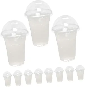 20 Pack Plastic Dessert Cups Lids 500ml Disposable for Smoothie Milk Tea Bubble Iced Coffee Cocktails