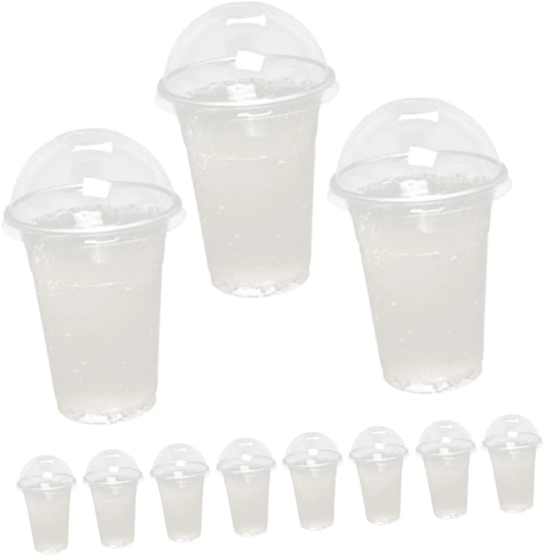 20 Pack Plastic Dessert Cups Lids 500ml Disposable for Smoothie Milk Tea Bubble Iced Coffee Cocktails