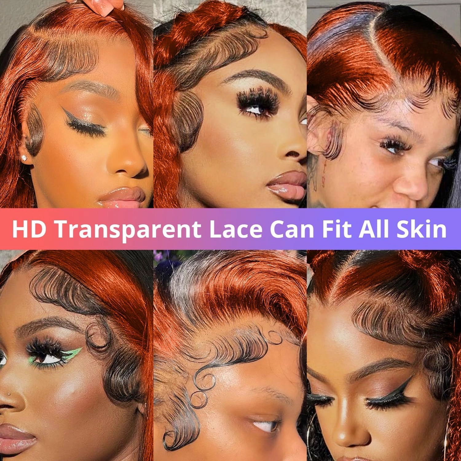 200% Density 13X6 Ginger 30 Inch Lace Front Wigs Human Hair Pre Plucked for Women Ombre 13X6 HD Transparent #350 Highlight Lace Front Wigs Human Hair Glueless Orange Colored Lace Front Wigs (30Inch)