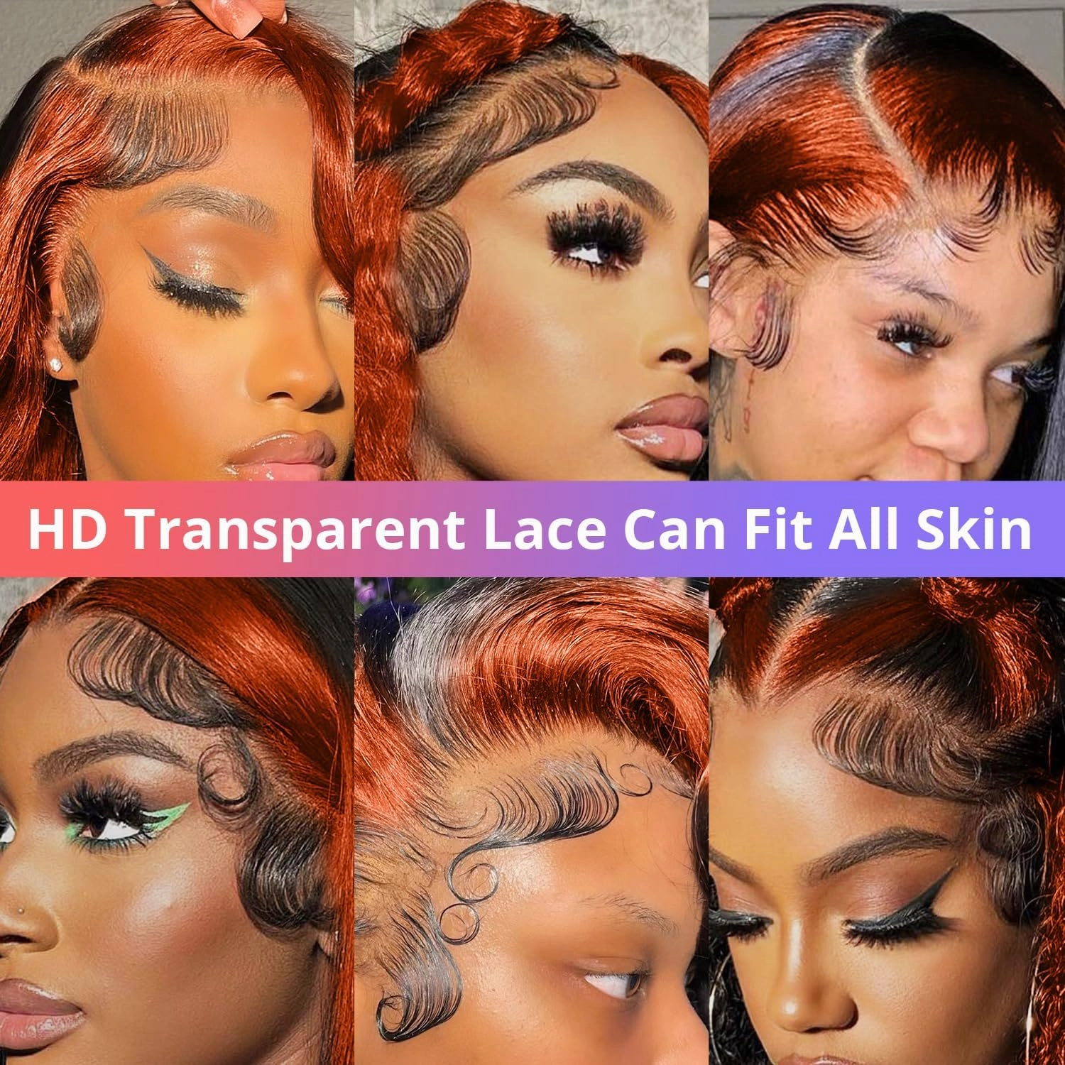 200% Density 13X6 Ginger Lace Front Wigs Human Hair Pre Plucked for Women Ombre 13X6 HD Transparent Ginger Orange Lace Front Wigs Human Hair Glueless Ginger Colored Lace Front Wigs Human Hair