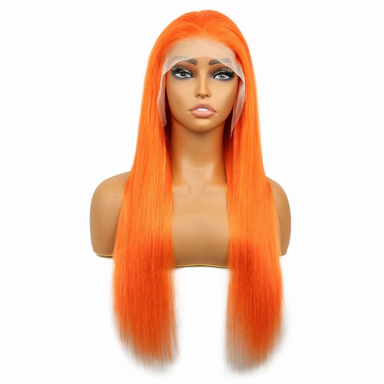 24 Inch 13x4 Orange Lace Front Wig - Straight Human Hair Wig for Women, Pre-Plucked with Baby Hair, 180% Density, Not Ginger