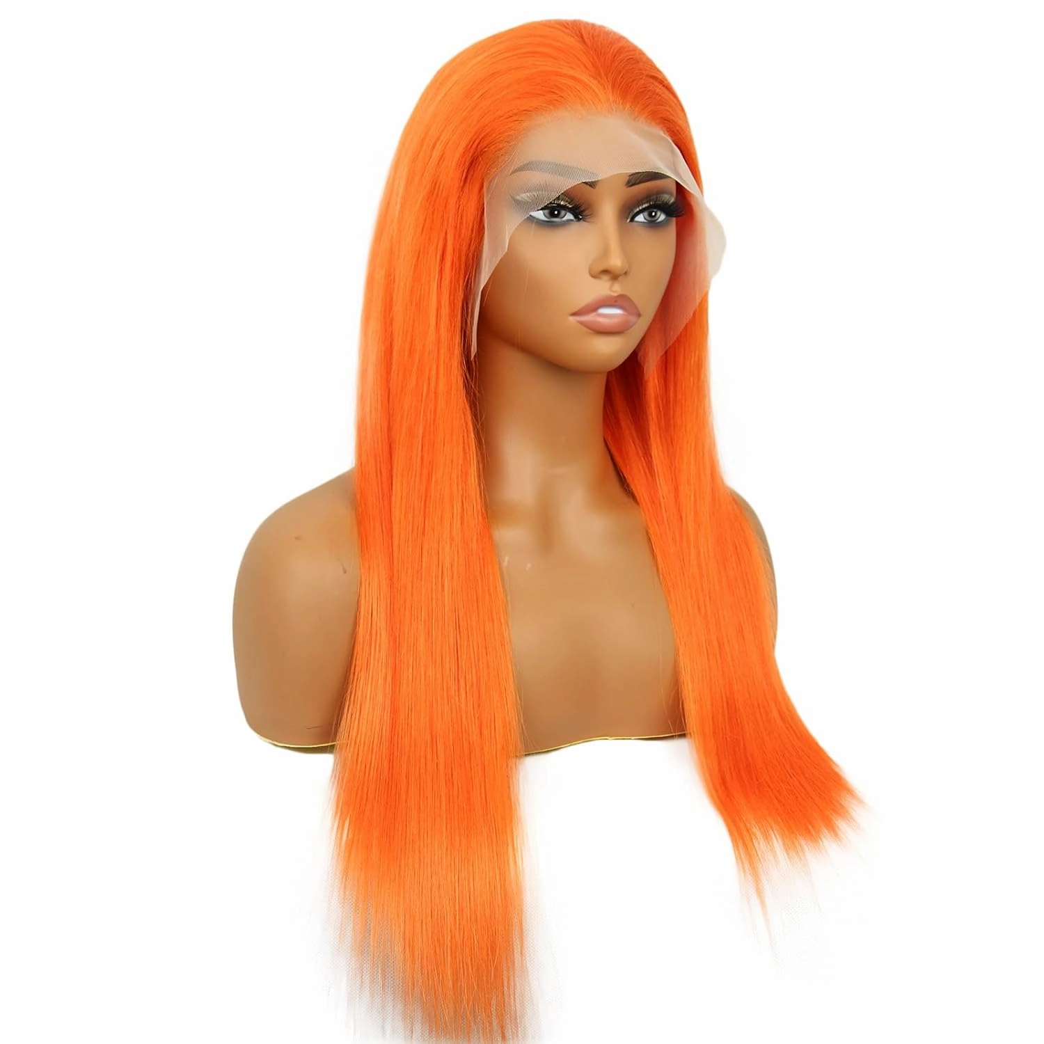 24 Inch 13x4 Orange Lace Front Wig - Straight Human Hair Wig for Women, Pre-Plucked with Baby Hair, 180% Density, Not Ginger