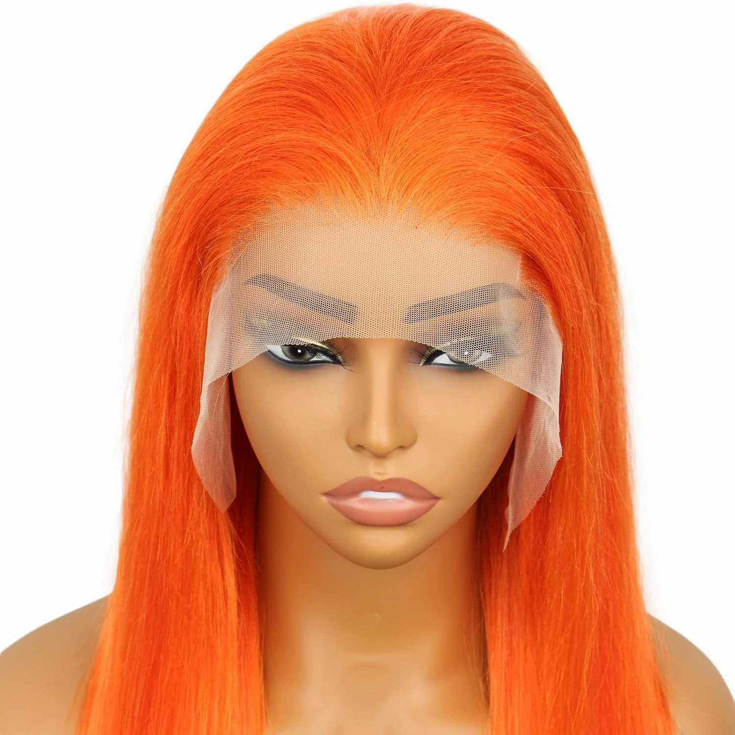 24 Inch 13x4 Orange Lace Front Wig - Straight Human Hair Wig for Women, Pre-Plucked with Baby Hair, 180% Density, Not Ginger
