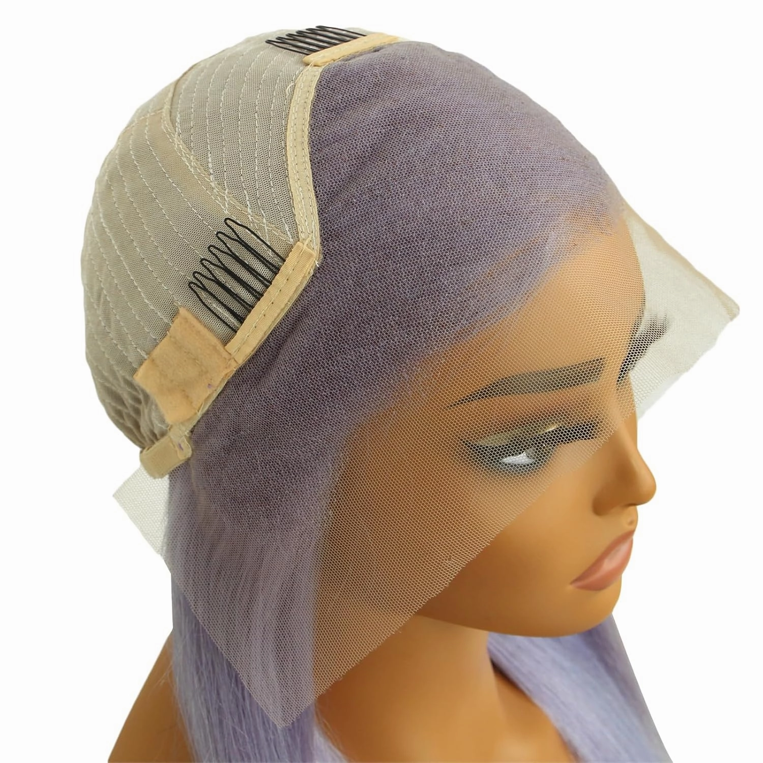 24 Inch Purple Straight Lace Front Wig - Pre-Plucked Glueless 13x4 HD Human Hair Wig for Women, 180% Density