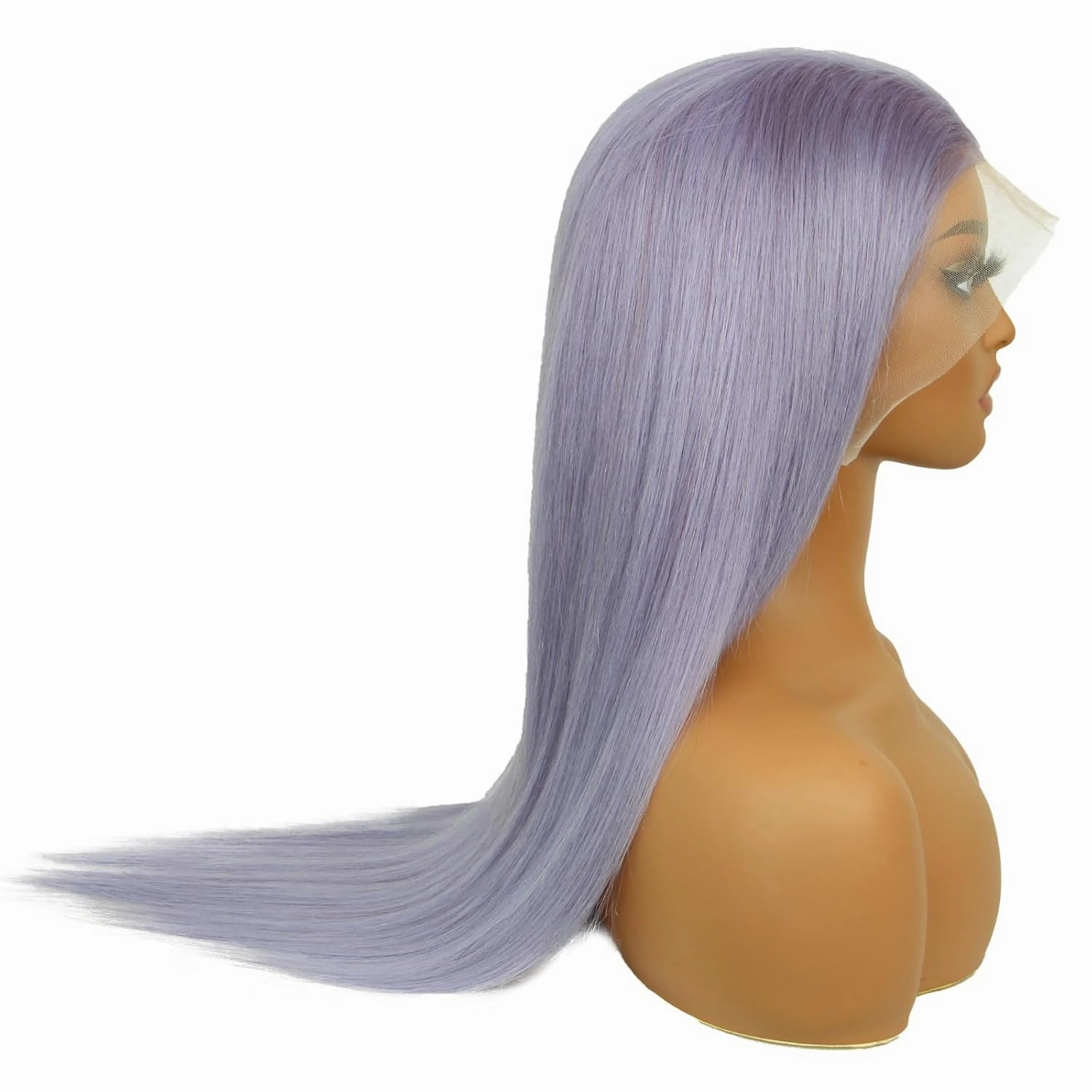 24 Inch Purple Straight Lace Front Wig - Pre-Plucked Glueless 13x4 HD Human Hair Wig for Women, 180% Density