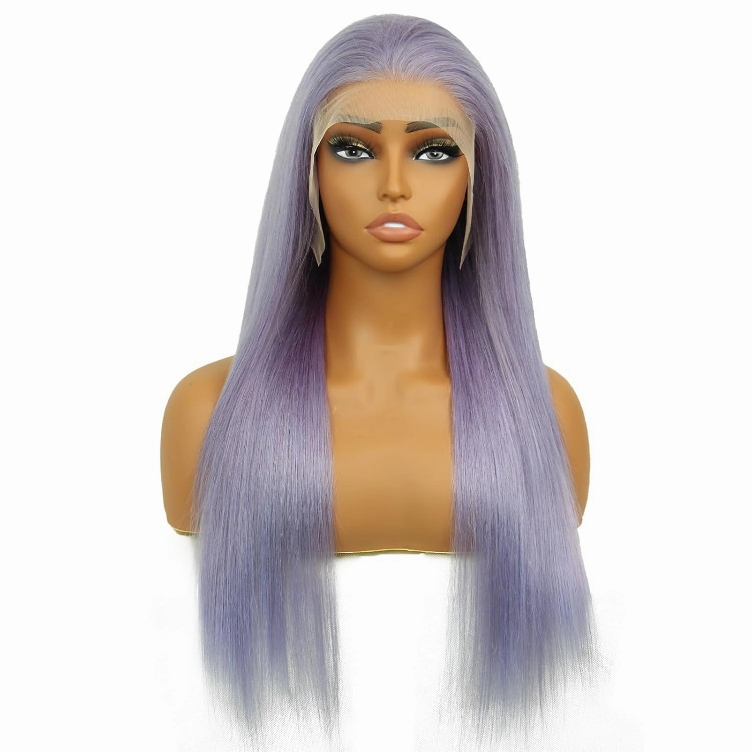 24 Inch Purple Straight Lace Front Wig - Pre-Plucked Glueless 13x4 HD Human Hair Wig for Women, 180% Density