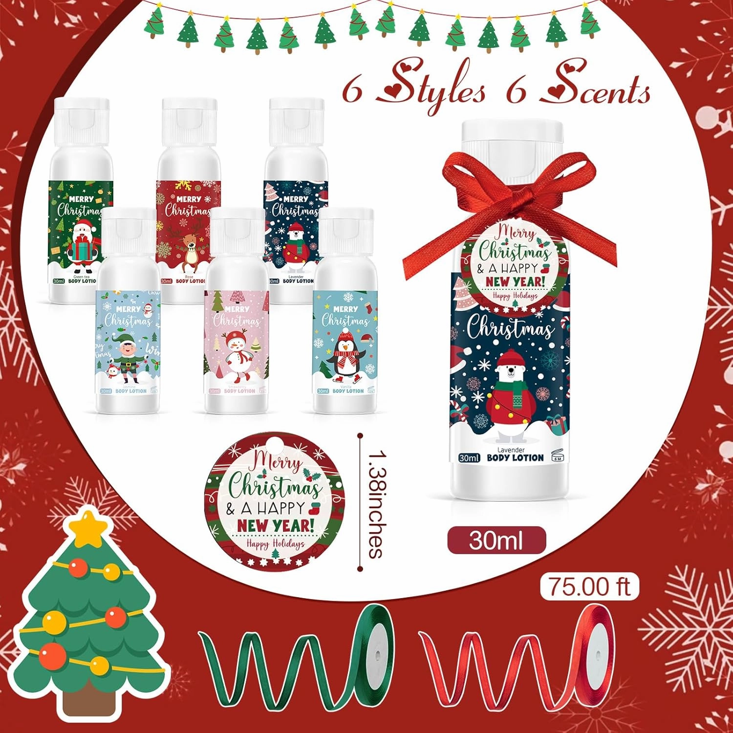 24 Set Christmas Hand Cream Gift Moisturizing Hand Lotion for Women Travel Size Lotion for Christmas Party Favors with Card for Xmas Mother Teacher Stocking Stuffer