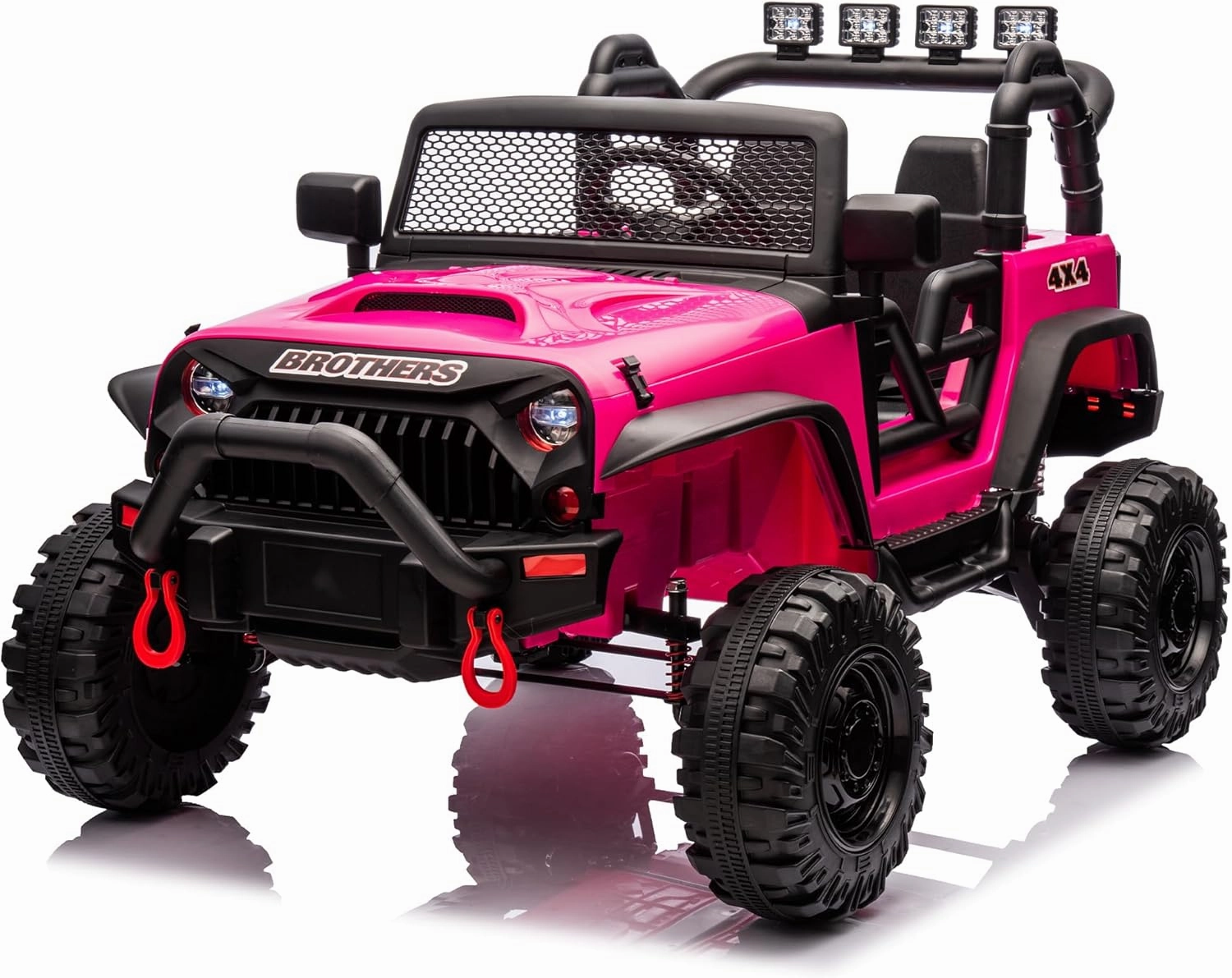 24V Ride On 400W Electric Toy car W/Parents Control,Four-Wheel Suspension,Front and Rear LED searchlight,with Bluetooth,MP3,USB,Music,Volume Adjustment,Light Control (Rose Red)