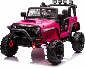 24V Ride On 400W Electric Toy car W/Parents Control,Four-Wheel Suspension,Front and Rear LED searchlight,with Bluetooth,MP3,USB,Music,Volume Adjustment,Light Control (Rose Red)