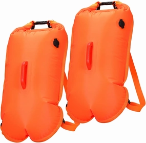 2 Pack Swim Buoy Float Swim Bubble 28l Safety Highly Visible Tow Float with Adjustable Waist Belt Watertight Dry Bag for Open Water Swimmer Triathletes Train Kayakers Snorkeler
