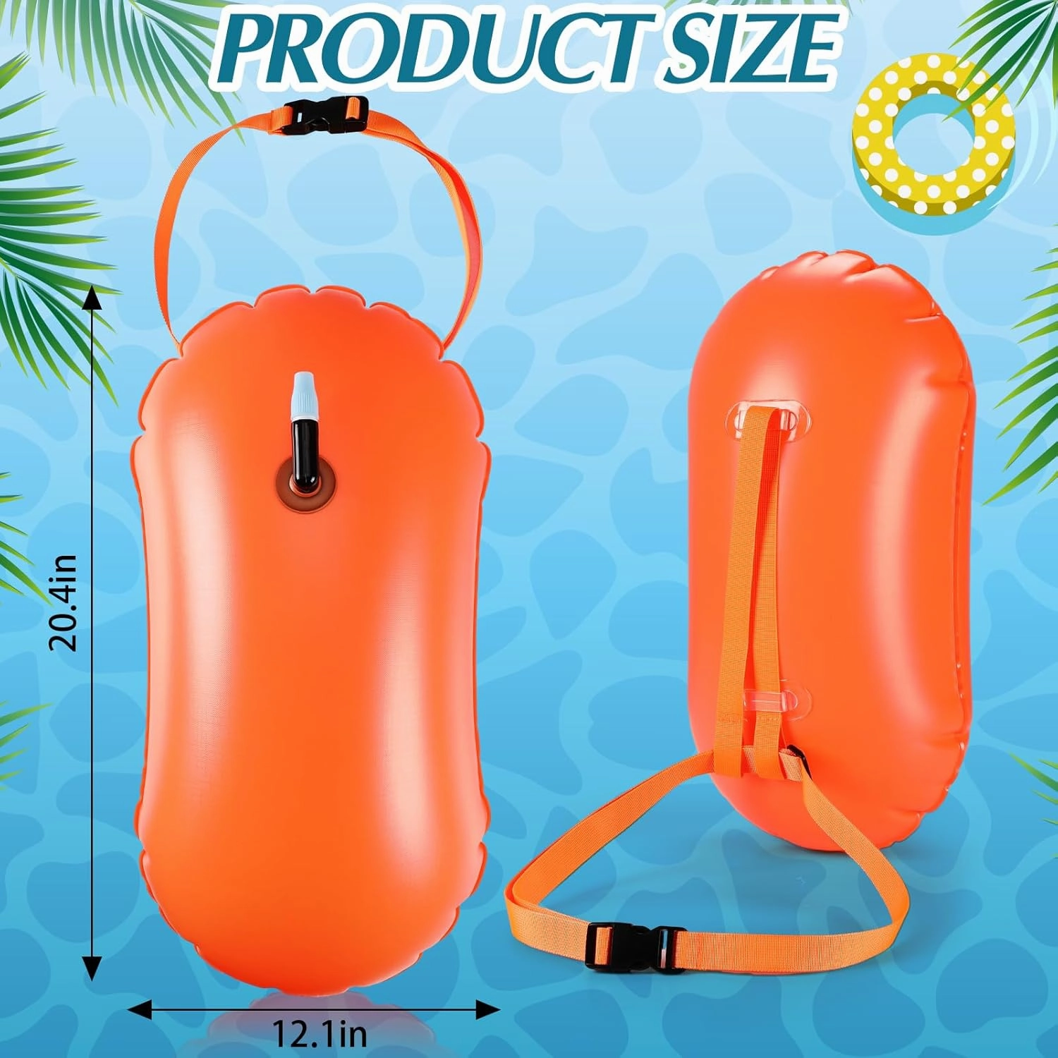 2 Pcs Swim Buoy Float for Open Water Swimming Bubble Safety Float with Adjustable Waist Belt for Swim Train Kayakers