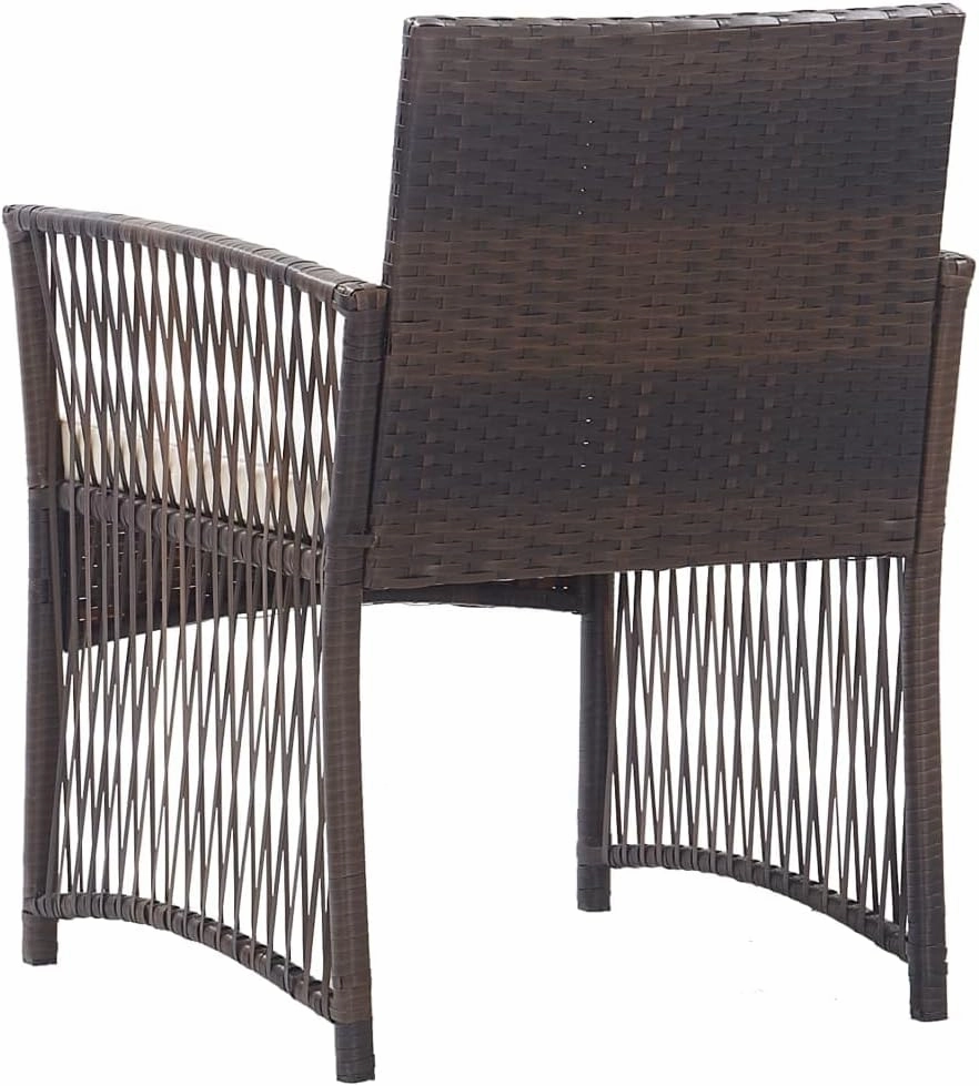 2-Piece Brown Patio Chairs with Cream Cushions Outdoor Lounge Furniture Set, PE Rattan & Steel Garden Armchairs All-Weather for Backyard Poolside Camping