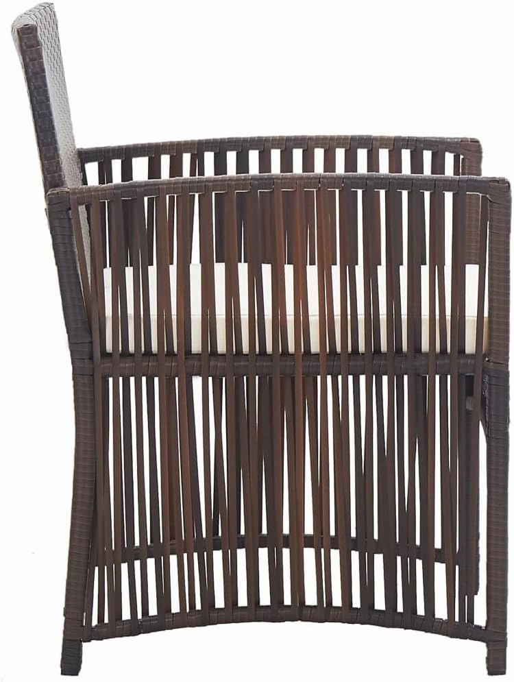 2-Piece Brown Patio Chairs with Cream Cushions Outdoor Lounge Furniture Set, PE Rattan & Steel Garden Armchairs All-Weather for Backyard Poolside Camping