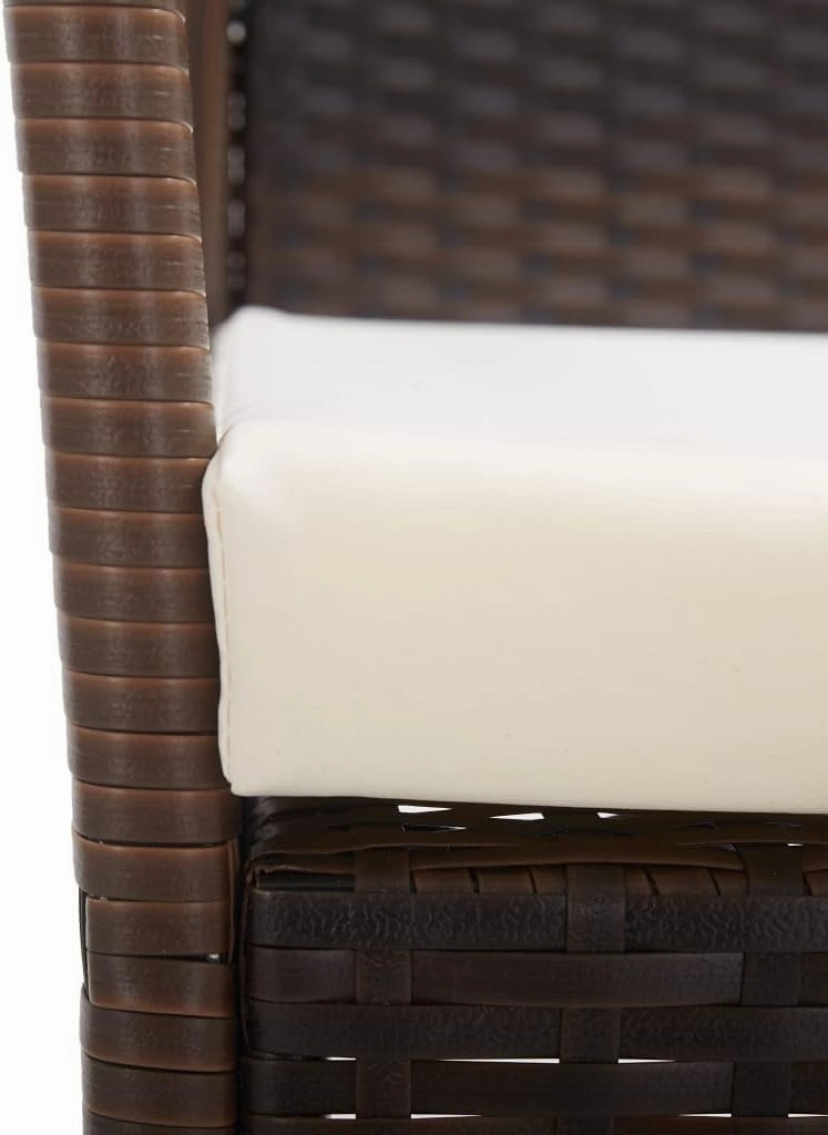2-Piece Brown Patio Chairs with Cream Cushions Outdoor Lounge Furniture Set, PE Rattan & Steel Garden Armchairs All-Weather for Backyard Poolside Camping