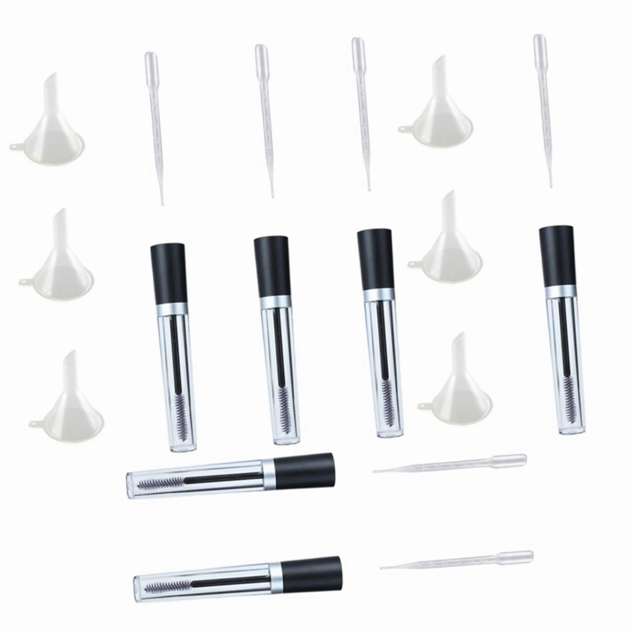 2sets Empty Mascara Tube Total with Transfer Pipettes Funnels for Mascara and Eyeliner Portable Containers for Application