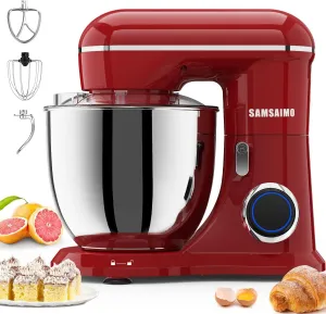 3-IN-1 Electric Stand Mixer, 660W 10-Speed With Pulse Button, Attachments include 6.5QT Bowl, Dough Hook, Beater, Whisk for Most Home Cooks, Empire Red