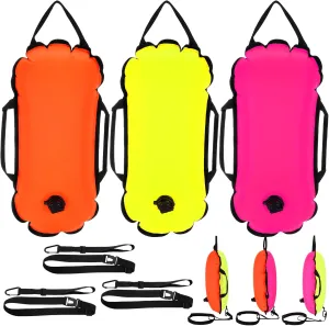3 Pcs Swim Buoy Float Swim Bubble Safety Float Highly Visible Tow with Adjustable Waist Belt Watertight Dry Bag for Open Water Swimmer Triathletes Train Kayakers Snorkeler