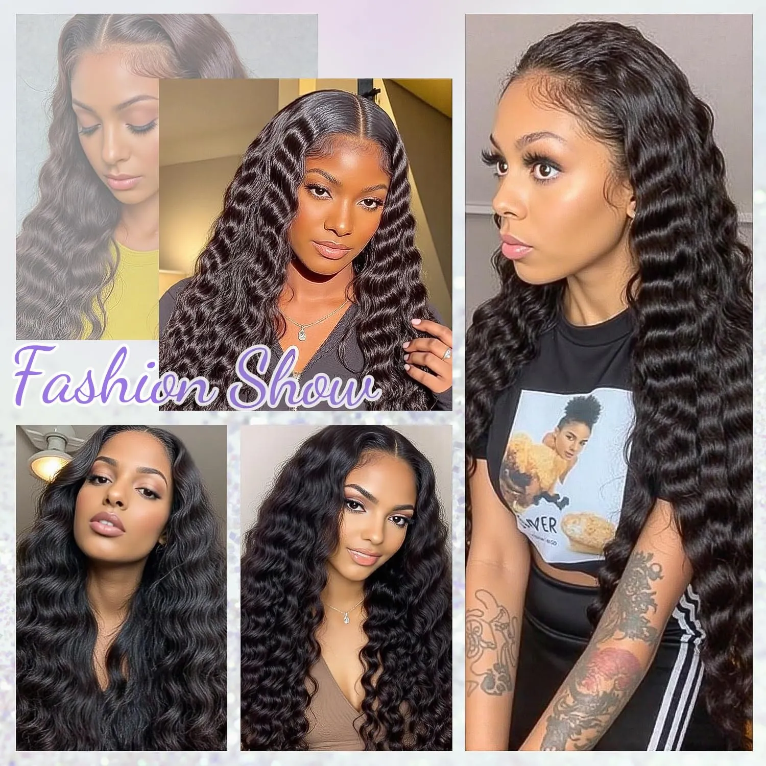 30 Inch Deep Wave HD Lace Wig 13x6 Ultra-fitted SKINLIKE Real HD Lace Front Wigs Human Hair Pre Plucked Hairline Bleached Knots 200% Density Curly Human Hair Wigs 0.10mm Invisible Lace Natural Black
