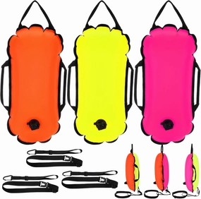 3 Pcs Swim Buoy Float Swim Bubble Safety Float Highly Visible Tow with Adjustable Waist Belt Watertight Dry Bag for Open Water Swimmer Triathletes Train Kayakers Snorkeler