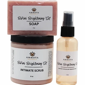 3-Piece Bikini Brightening Set - Exfoliating Scrub, Ingrown Hair Treatment & Dark Spot Remover
